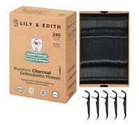 LILY & EDITH Orthodontic Flossers for Braces, Fluoride & Chemical Free Ortho Floss Pick for Adult & Kid, Fits Under Arch Wire, Non-Damaging, Charcoal help Remove Plaque 240 Count (Package), Unflavored