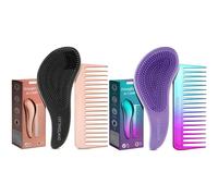 Lily England Detangler Brush & Comb Set - Lightweight Wide Tooth Detangling Tool for Women & Kids - Smooths Curly, Straight, Dry, Fine, & Thick Hair