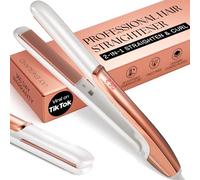 Lily England Hair Straighteners for Women - 2-in-1 Ceramic Flat Iron & Curler, Rose Gold Straightener with Adjustable Temp 100-230°C, Fast Heat-Up, Dual Voltage Technology - for Sleek & Shiny Finish