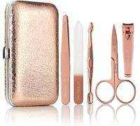 Lily England Manicure Set for Women & Girls - Nail Kit & Pedicure Tools with a Rose Gold Travel Case - Stainless Steel Nail Set Includes a Filer, Tweezer, Dual Cuticle Pusher, Scissors & a Clipper