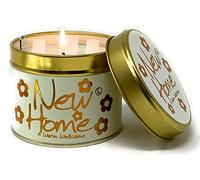 Lily Flame New Home Scented Tin Candle - A Warm New Home Welcome Sophisticated Citrus Scent and Sparkling Bronze Print on Pistachio Green Tin Candle