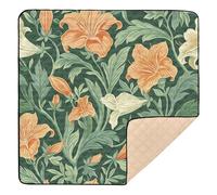 Lily Floral Green Pattern Large Non-Slip Baby Activity Play Mat for Indoor Outdoor Comfortable Infant Play Activity Mat for Babies Infants Toddlers, 50'' x 50''