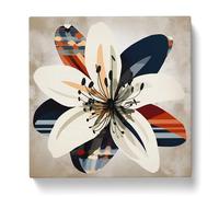 Lily Flower Bauhaus No.2 Canvas Print | Gallery Wrapped 30mm Frame Wall Art | 20x20 inches | Ready to Hang | Modern Floral Picture | Living Room Bedroom Lounge Office