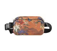 Lily Flower Brown Japanese Style Fashion Fanny Pack Waist Bag for Women Men Multipurpose Crossbody Bag Anti Theft Waist Pack with Adjustable Strap for Workout Running Hiking