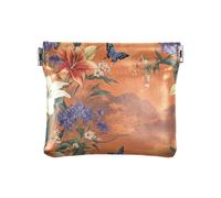 Lily Flower Brown Japanese Style Women's Small Leather Change Purse Portable Mini Purse Wallet for Women Boys Girls, lily flower brown Japanese style, Decoration