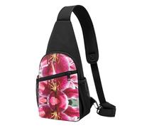 Lily Flower Casual Sling Bag Crossbody Shoulder Pack,Durable Polyester Chest Bag with Multiple Pockets and Key Holder,Adjustable Strap for Men Women