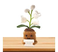 Lily Flower Crochet - Cute Floral Tabletop Handmade Lily Of The Valley Desk Soft Ambient Glow Decorative For Bedroom Living Room Kids Room Portable Energy Efficient Uni