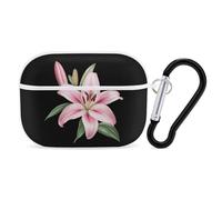 Lily Flower Cute Earbuds Case Compatible with Airpods Pro Wireless Headphones Cover with Carabiner