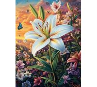 Lily Flower in A Blooming Meadow 300 Pc DIY Jigsaw Puzzle Wildlife Pet Puzzles for Adults Teens Hard Challenging Team Building Stress Reducing Autumn Premium Quality Material 300 PCS