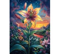 Lily Flower in A Magical Garden 500 Piece Complete Jigsaw Puzzle Set Scenery Science Fiction Teens Beginners Educational Challenge Puzzle Fans Group Play Anniversary Creativity & Gift Giving 500 PCS