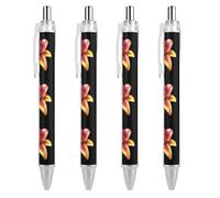 Lily Flower in LGBT Rainbow Color Retractable Ballpoint Pen 0.5mm Fine Point Black Ink Pens Office Supplies for Teacher Nurse