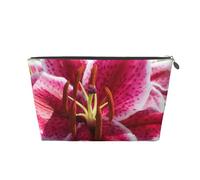 Lily Flower Leather Travel Cosmetic Bag Portable Toiletry Bag Organizer Bag Travel Makeup Bag for Women/Men