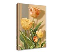 Lily Flower Picture Canvas Large Poster and Prints - Leaves Artwork for Livingroom - 1 Piece Canvas Wall Art Gift - Colorful Bedroom Home Decor Framed Ready to Hang (24''Wx36''H)