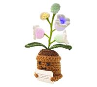 Lily Flower Table Lamp - Aesthetic Crochet Desk Decor | Artificial Crocheted Floral Tabletop Lamp with Warm LED Lights for Valentine, Bedroom, Living Room, Office, Study