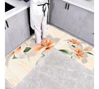 Lily Flowers 2 Pieces Non Slip Kitchen Mat Kitchen Rug Set, Minimalist 3D Hallway Runner Dining Room Entryway and Door Mat Set, 44x75cm+44x120cm