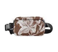 Lily Flowers Chocolate Brown Trendy Waist Pack Crossbody Bag for Women Men Teenagers Multipurpose Sling Chest Bag with Adjustable Strap for Travel Gym Work