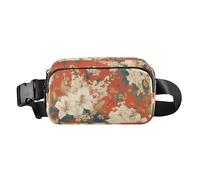 Lily Flowers Orange Background Japanese Woodblock Prints Cute Waist Bag Fanny Pack for Women Men Waterproof Crossbody Sling Bag with Adjustable Strap for Cycling Hiking Gym