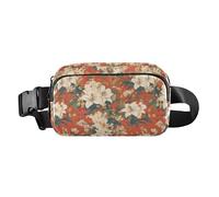 Lily Flowers Orange Background Japanese Woodblock Prints Fashion Waist Pack Crossbody Bag for Women Men Teenagers Multipurpose Cross Body Bag Belt Pack with Adjustable Strap for Travel Running