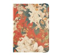 Lily Flowers Orange Background Japanese Woodblock Prints Leather decorative passport book holder Wallet Combo Passport Holder Combo with Vaccine Card Slot Ultra Slim, lily flowers orange background