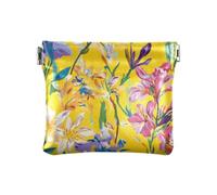 Lily Flowers Yellow Women's Leather Coin Purses Pouches Fancy Cosmetic Bags for Purse for Women, Lily Flowers Yellow, 4.33"(L) x 3.74"(W) x 0.39"(H), Classic
