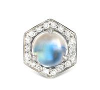 LILY GABRIELLA Hex moonstone and diamond pendant charm - Silver One Size