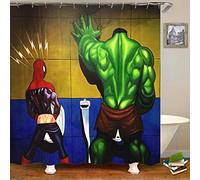 Lily&her friends - Cartoon Anime Suitable for Super Heroes Themed Bathroom Avengers 3D Series Waterproof Shower Curtain with 12 Rings, Curtain for Bathroom/Bedroom/Living Room (Hulk, 165cm x 180cm)