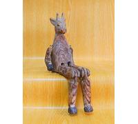 Lily&her friends - Creative Completely Hand Wood Carving hanging legs animal, crafts,Gizmos,Toys,Holiday Gifts, Unique Animal Shaped Hand-carved Pinewood Antique Wooden Home Office Desk Decor(Giraffe)