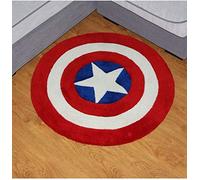 Lily&her friends-Fashion Captain of America Pentagram Bedroom Living Room Mat Acrylic Fiber Cotton Round Rug, Handmade Carpet, Floor Pad, Thick, Environmentally Friendly(Sapphire blue,Diameter: 100cm)