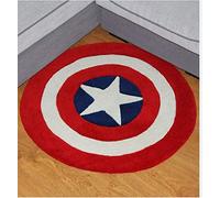 Lily&her friends - Fashion Captain of America Pentagram Bedroom Living Room Mat Acrylic Fiber Cotton Round Rug, Handmade Carpet, Floor Pad, Thick, Environmentally Friendly (Dark blue, Diameter: 70cm)