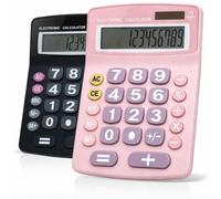 Lily' Home Jumbo 12 Digit, Solar Power, Large LCD Display - Desktop Calculator, Dual Power, Large Button Design, Battery Operation, Easy-to-Read Tilted, for Home, Office, School, Class & Business, 2PK