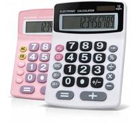 Lily' Home Jumbo 12 Digit, Solar Power, Large LCD Display - Desktop Calculator, Dual Power, Large Button Design, Battery Operation, Easy-to-Read Tilted, for Home, Office, School, Class & Business, 2PK