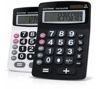 Lily' Home Jumbo 12 Digit, Solar Power, Large LCD Display - Desktop Calculator, Dual Power, Large Button Design, Battery Operation, Easy-to-Read Tilted, for Home, Office, School, Class & Business, 2PK