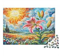 Lily Jigsaw Puzzle for Adults: Pink Lily in Sunlit Field Fun Present & Activity for Home Wall Decor 52x38cm/1000pcs