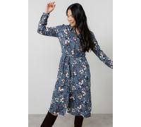 Lily & Me Anya Printed Midi Shirt Dress Navy - 14 - Navy