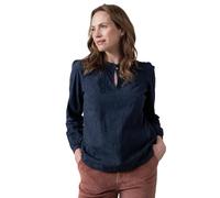 Lily & Me Emily Textured Jacquard Keyhole Blouse - Navy - Size 18