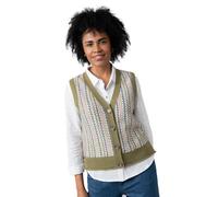 Lily & Me Gwyneth Fair Isle Sleeveless Cardigan - Moss - Size 10