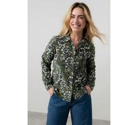 Lily & Me Patsy Cotton Pincord Floral Shirt Moss - Moss - 14