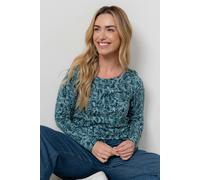 Lily & Me Riverside Floral Print Casual Jersey Top Petrol - 10 - Petrol