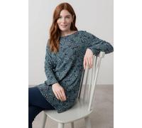 Lily & Me Women's Angela Long Sleeve Soft Brushed knit Printed Knit Tunic in Mid Blue | Size: 10 Lily & Me Mid Blue 10