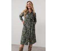 Lily & Me Women's Anya Cotton Pincord Midi Shirt Dress with Full length sleeves in Green | Size: 18 Lily & Me Green 18