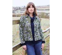 Lily & Me Women's Ash Cotton Floral Print Cord Jacket with Patch pockets in Green | Size: 12 Lily & Me Green 12