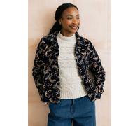 Lily & Me Women's Ash Foliage Print Soft Cotton Pincord Jacket with Patch Pocket in Navy | Size: 16 Lily & Me Navy 16