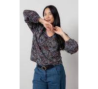 Lily & Me Women's Aspen Floral print V-Neck Jersey Top with Full length sleeves in Chocolate | Size: 12 Lily & Me Chocolate 12
