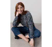 Lily & Me Women's Bayberry Printed Viscose Batwing Top with High neck in Mid Blue | Size: 14 Lily & Me Mid Blue 14