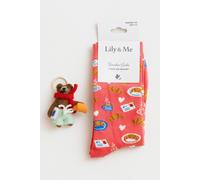 Lily & Me Women's Beau The Bear Super Soft Cotton Blend Bamboo Socks with Keyring | Size: 4-7 Lily & Me Multicolor 4-7