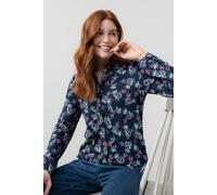 Lily & Me Women's Bowbridge Long Sleeved Cotton Jersey Shirt with Curved Hem in Navy | Size: 16 Lily & Me Navy 16