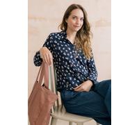 Lily & Me Women's Bowbridge Verbena Print Cotton Long Sleeve Shirt with Curved Hem in Navy | Size: 10 Lily & Me Navy 10