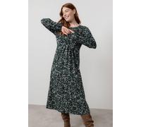 Lily & Me Women's Celia Ditsy Print Easy pull over Midi Dress with Full length sleeves in Green | Size: 18 Lily & Me Green 18