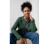 Lily & Me Women's Chestnut Chic Boxy Fit Knitted Jacket with Scalloped turn back cuffs in Dark Green | Size: 10 Lily & Me Dark Green 10