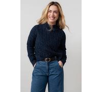 Lily & Me Women's Elspeth Cable Knit Boxy Fit High neck Jumper with Pointelle detailing in Navy | Size: 16 Lily & Me Navy 16